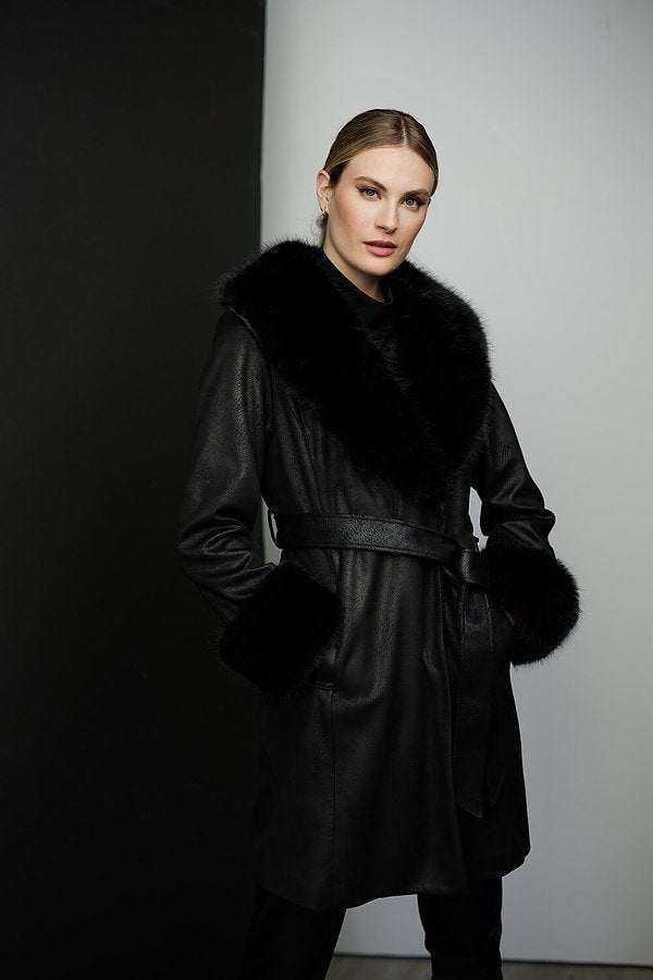 Ribkoff luxe winterjas zwart mooie bont accenten L(42), Verzenden, Nieuw, Maat 42/44 (L), Zwart
