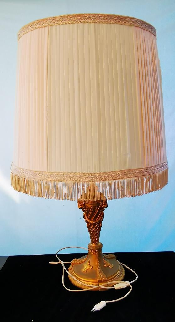 Monumentale Tafellamp Empire Stijl Met Kap Brons Look 88cm, Ophalen of Verzenden, Gebruikt, Metaal, Minder dan 50 cm