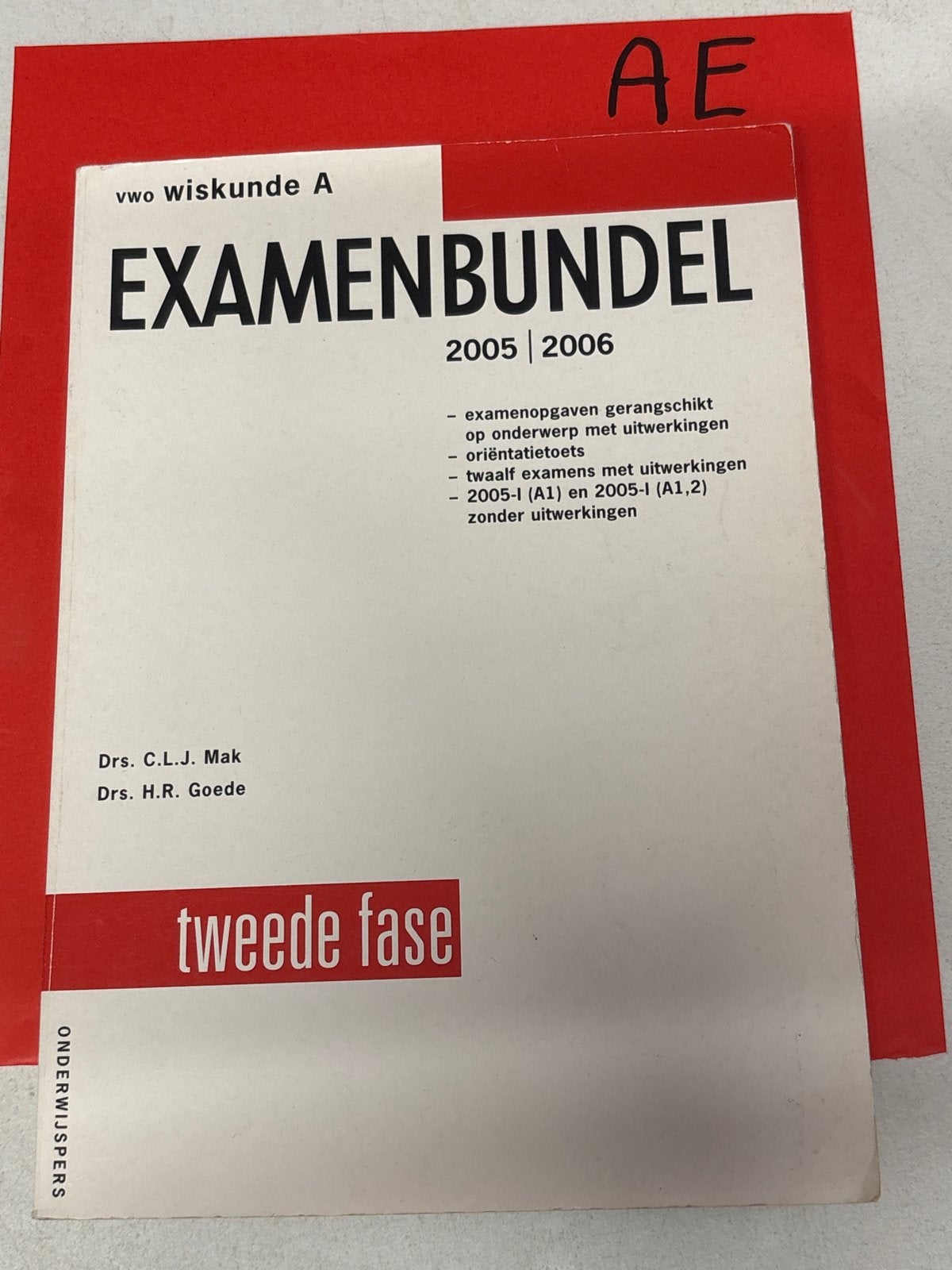 Examenbundel VWO Wiskunde A 2005-2006, Ophalen of Verzenden, Zo goed als nieuw, VWO, Wiskunde A