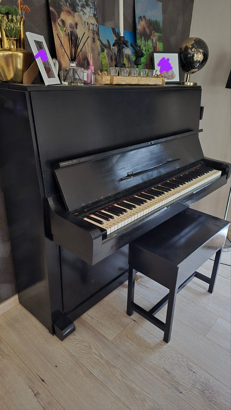 Zwarte Piano met kruk, Ophalen, Gebruikt, Zwart, Piano