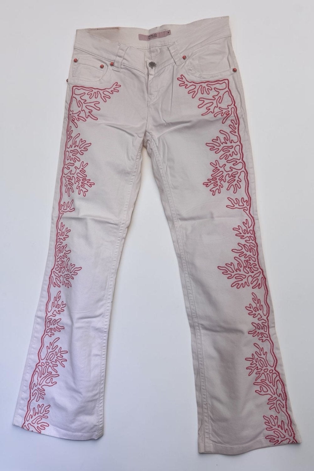 RED Valentino witte jeans met koraal borduursel, Verzenden, Nieuw, Wit, W28 - W29 (confectie 36)