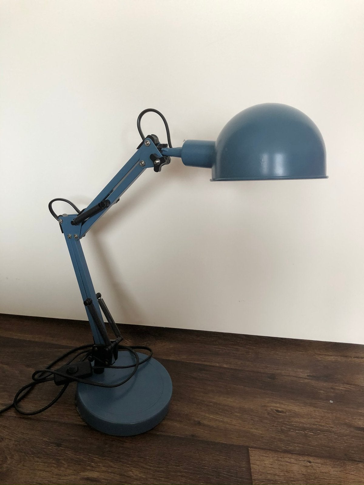Bureaulamp (lamp) blauw/grijs, metaal, IKEA, Forsa, Ophalen, Bureaulamp, Gebruikt, E14 (klein)