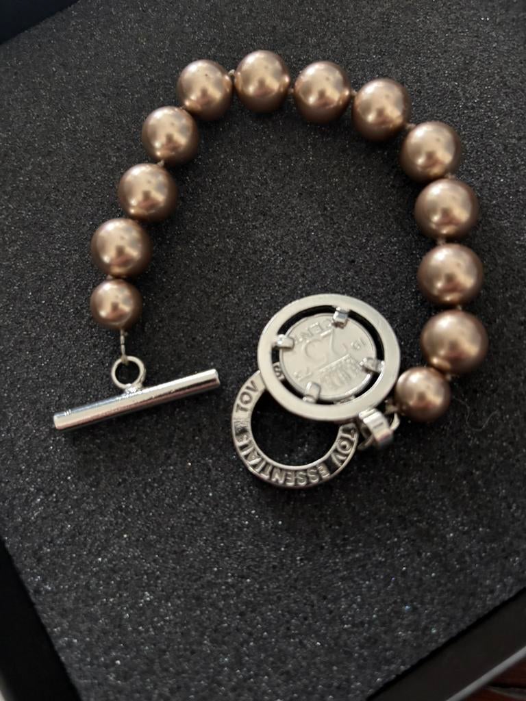 Tov armband zilverkl. En champagne, Ophalen of Verzenden, Zo goed als nieuw