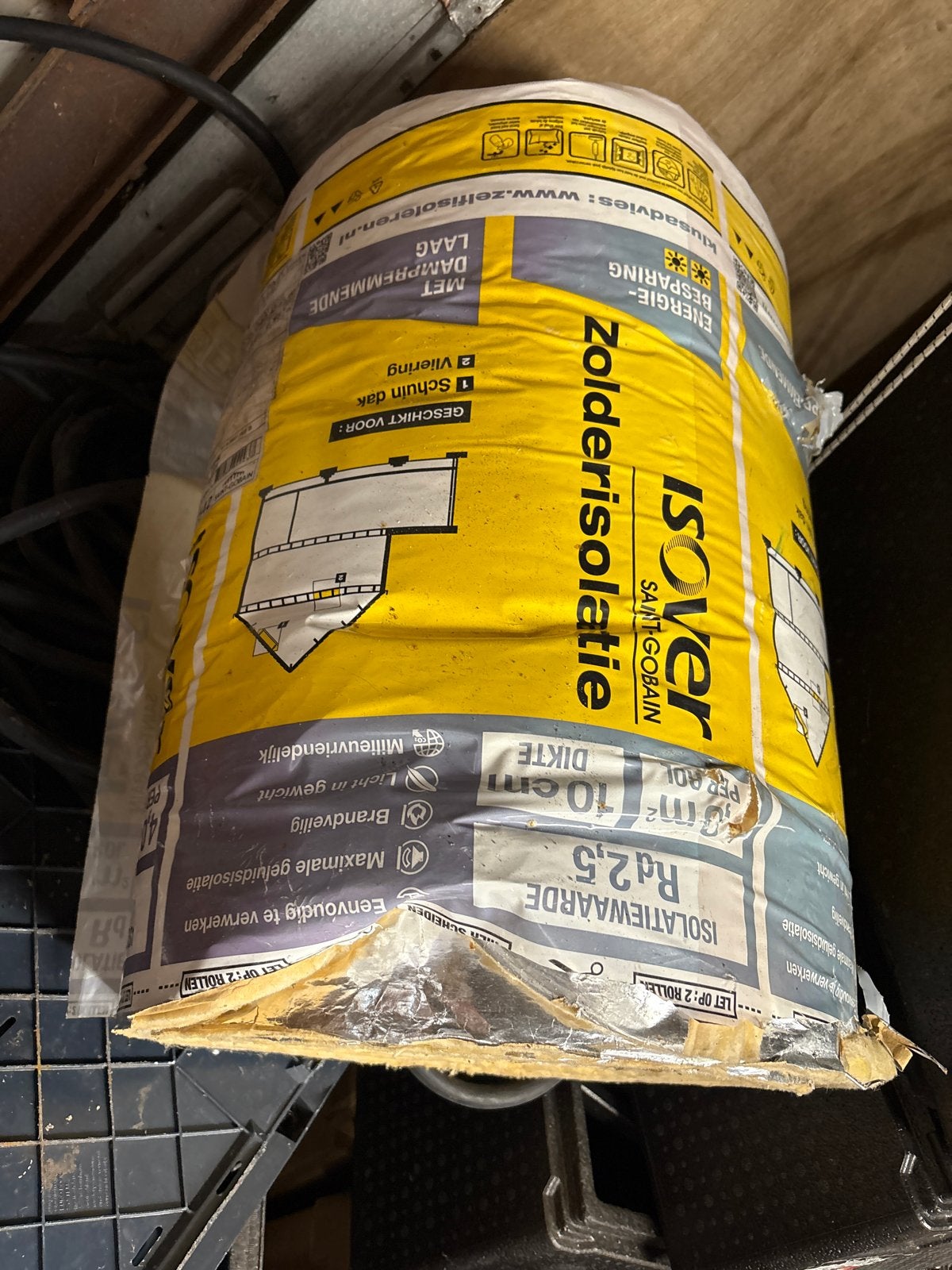 Isover Zolderisolatie Volle Rol - 10 cm dikte, Nieuw, 5 tot 10 m², 8 tot 12 cm, Glaswol