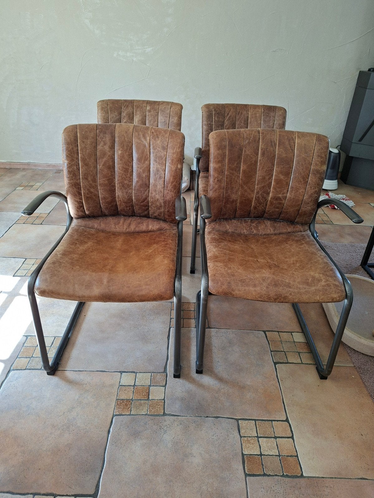 Eetkamer stoelen leer, Huis en Inrichting, Stoelen, Ophalen, Gebruikt, Leer