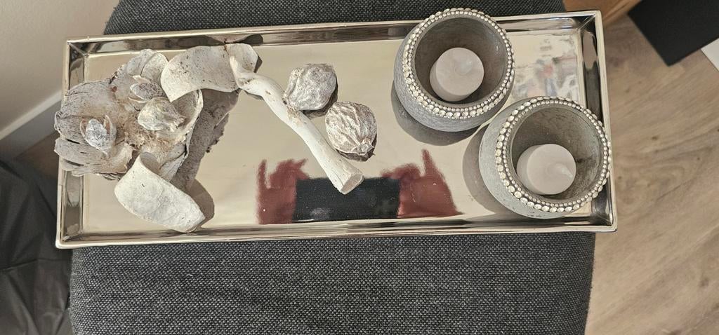 Zilverkleurig decoratief dienblad, Ophalen of Verzenden