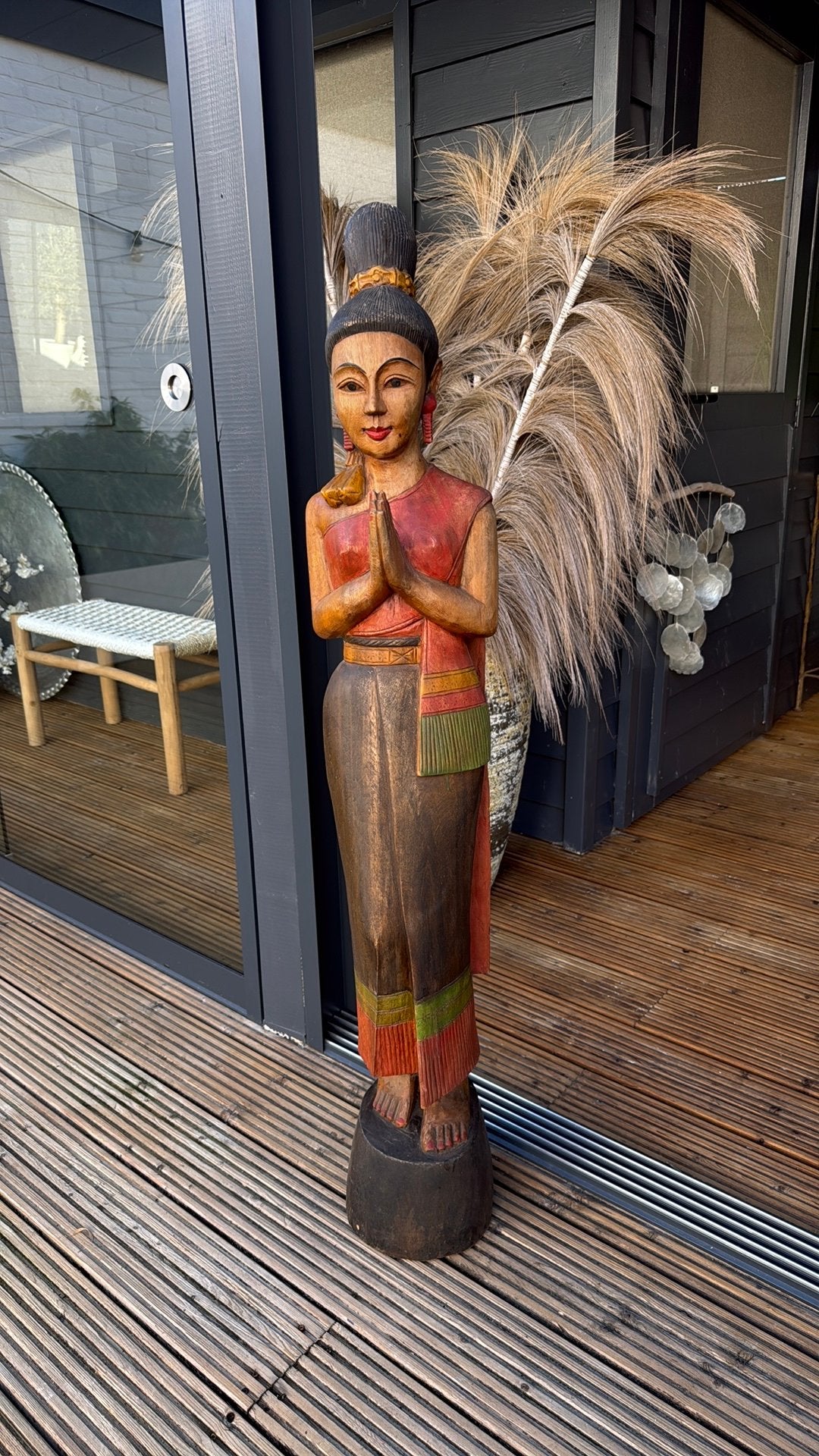 Budda houten beeld 130 cm, Ophalen, Handgemaakt, 1 meter - 2 meter, Beeld