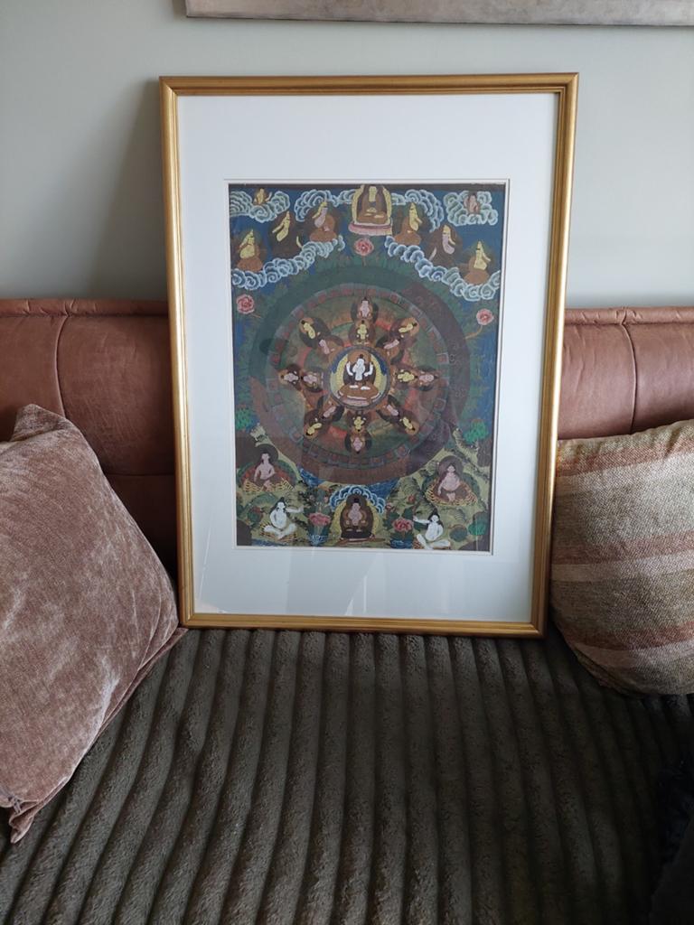 Antieke Thangka uit tibet. Prachtig ingelijst., Ophalen