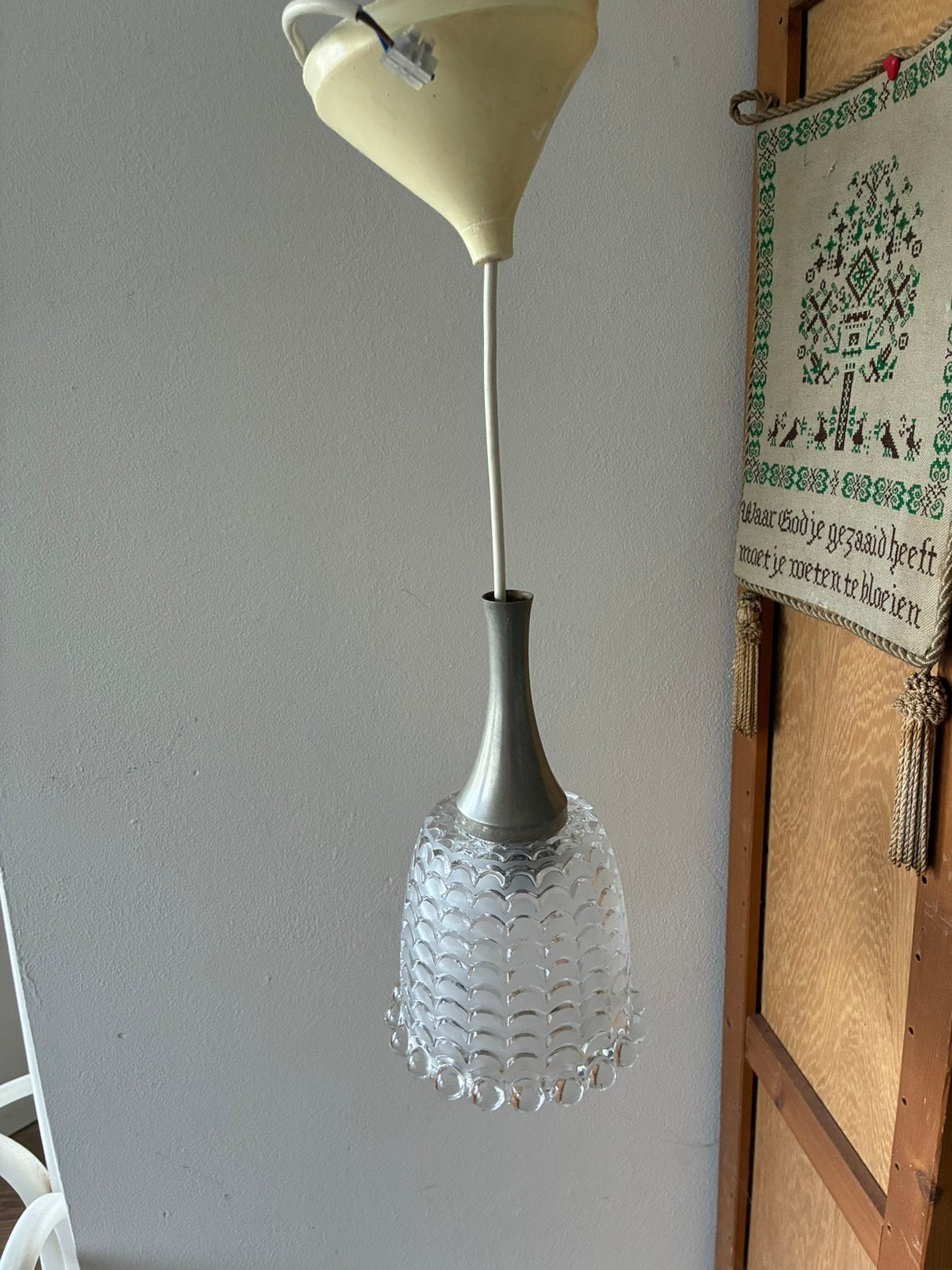 Vintage space age Massive Hanglamp glas jaren 60/70, Ophalen of Verzenden, Glas