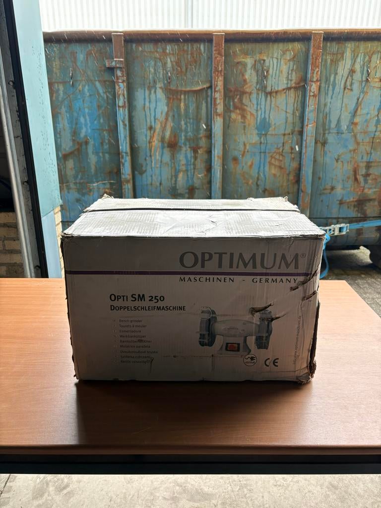 Nieuwe Optimum OPTI SM 250 Dubbele Bankslijpmachine, Ophalen of Verzenden, Nieuw, Werkbankslijpmachine