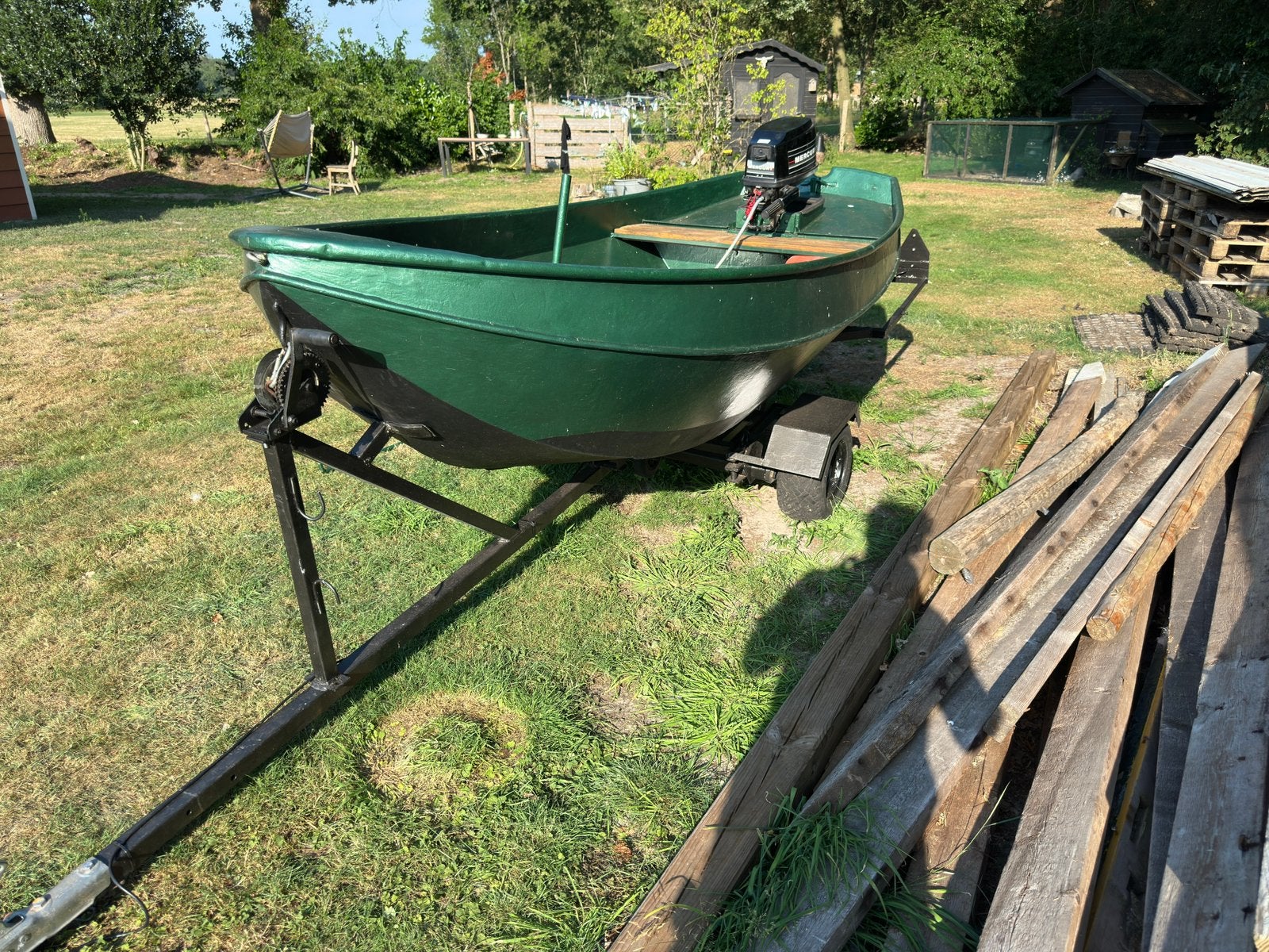 Stalen sloep +trailer, Watersport en Boten, Ophalen, Zo goed als nieuw