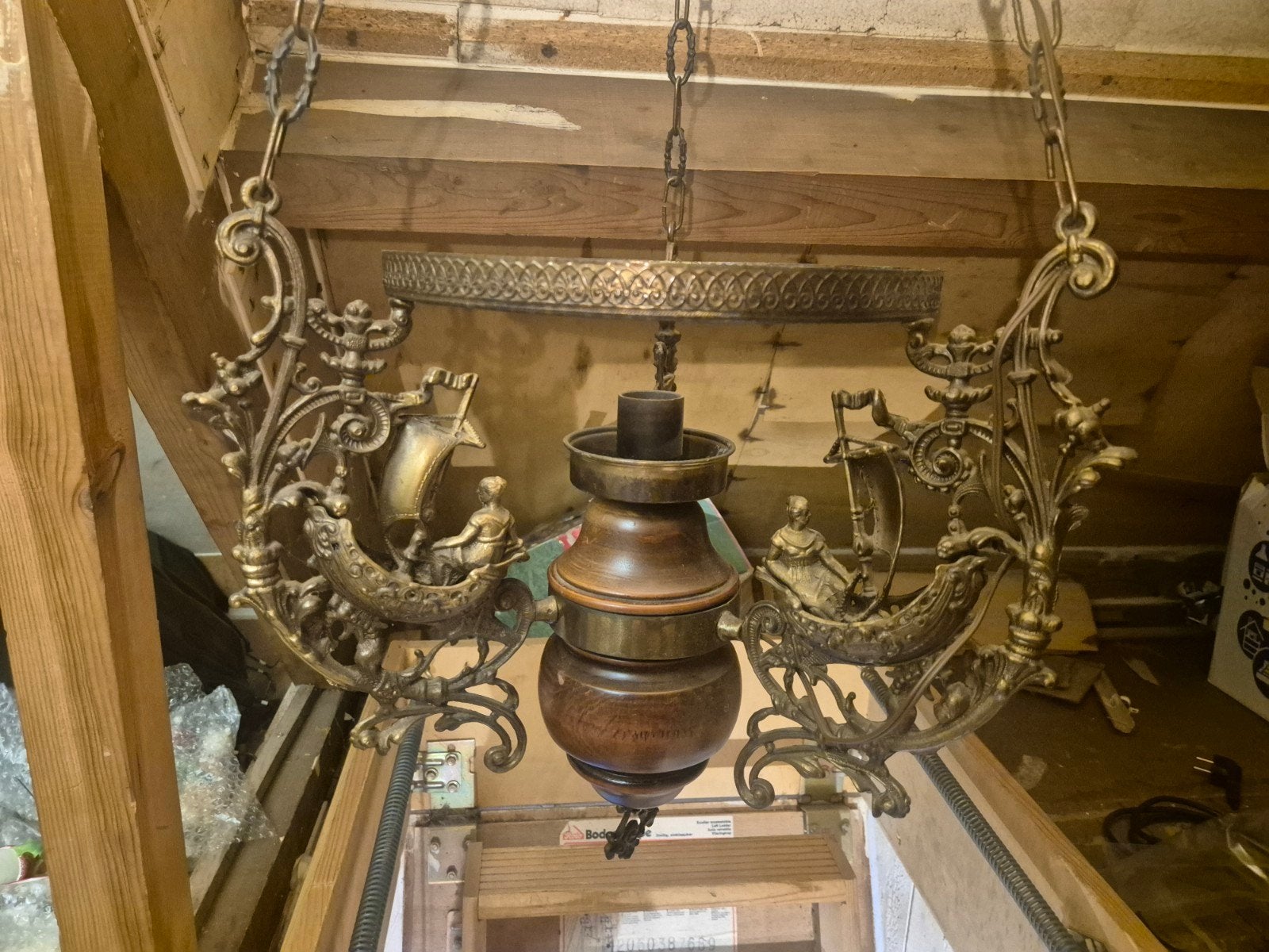 Antieke scheepslamp / hanglamp met messing details, Ophalen of Verzenden