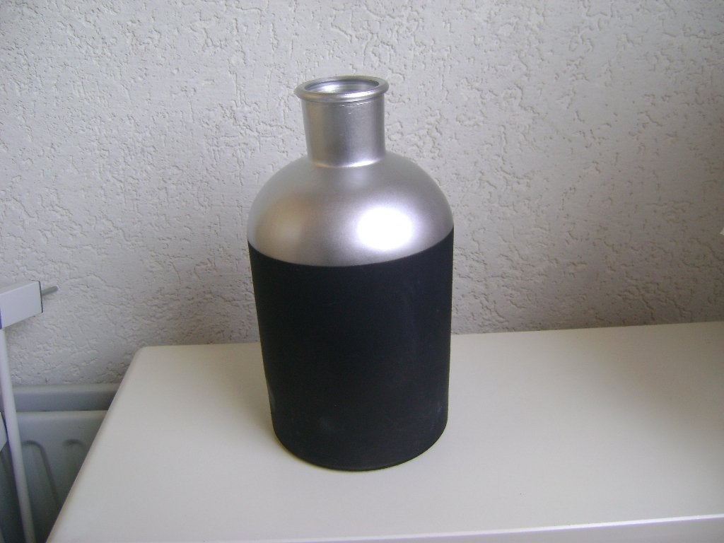 stevige glazen vaas 32hx16br onder boven 7,5 zwart om krijt, 32 cm, Zwart, Ophalen of Verzenden, Geschikt voor droogbloemen
