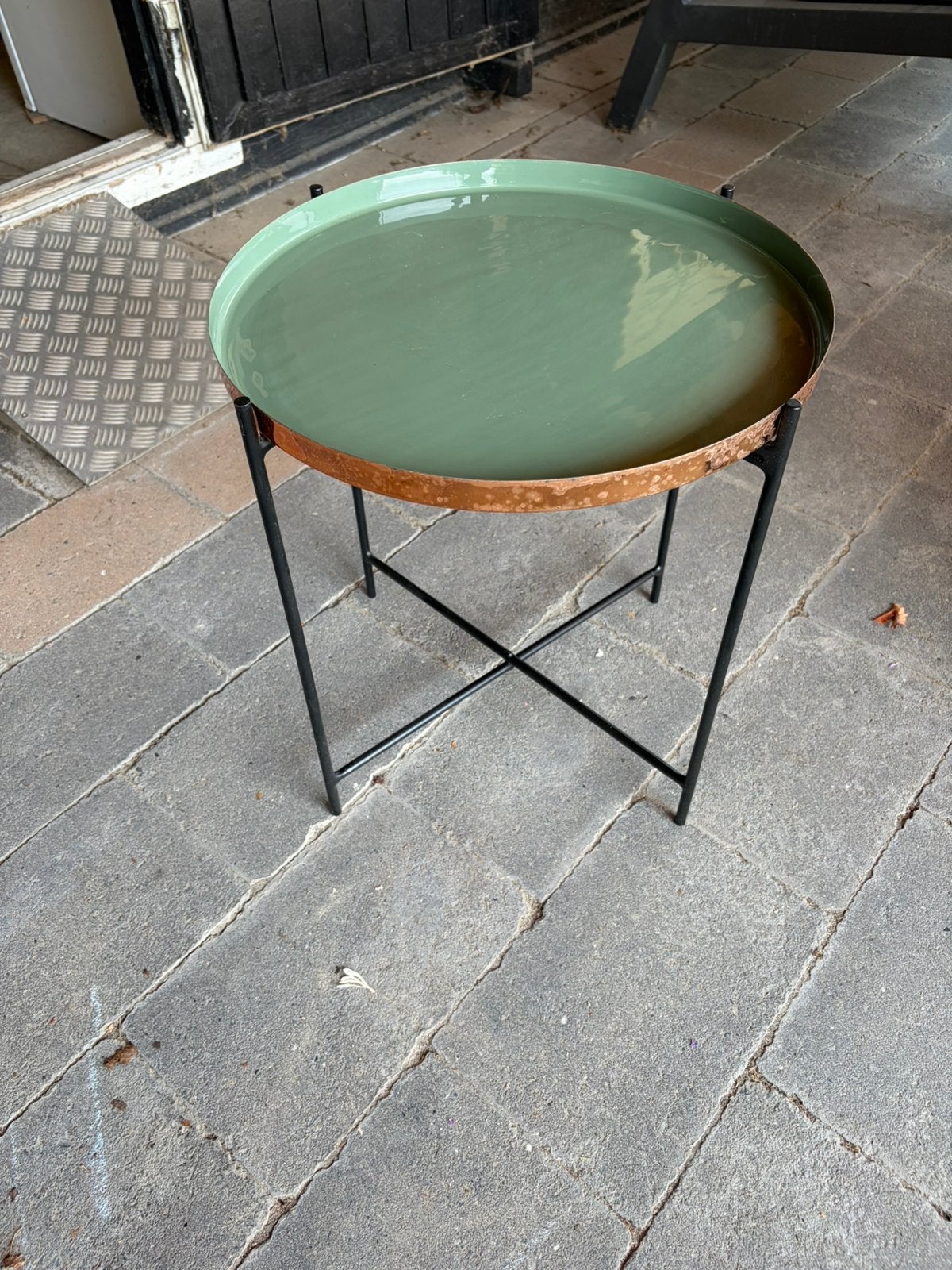 Sissy boy salon tafel, Minder dan 55 cm, Gebruikt, Metaal of Aluminium, Rond