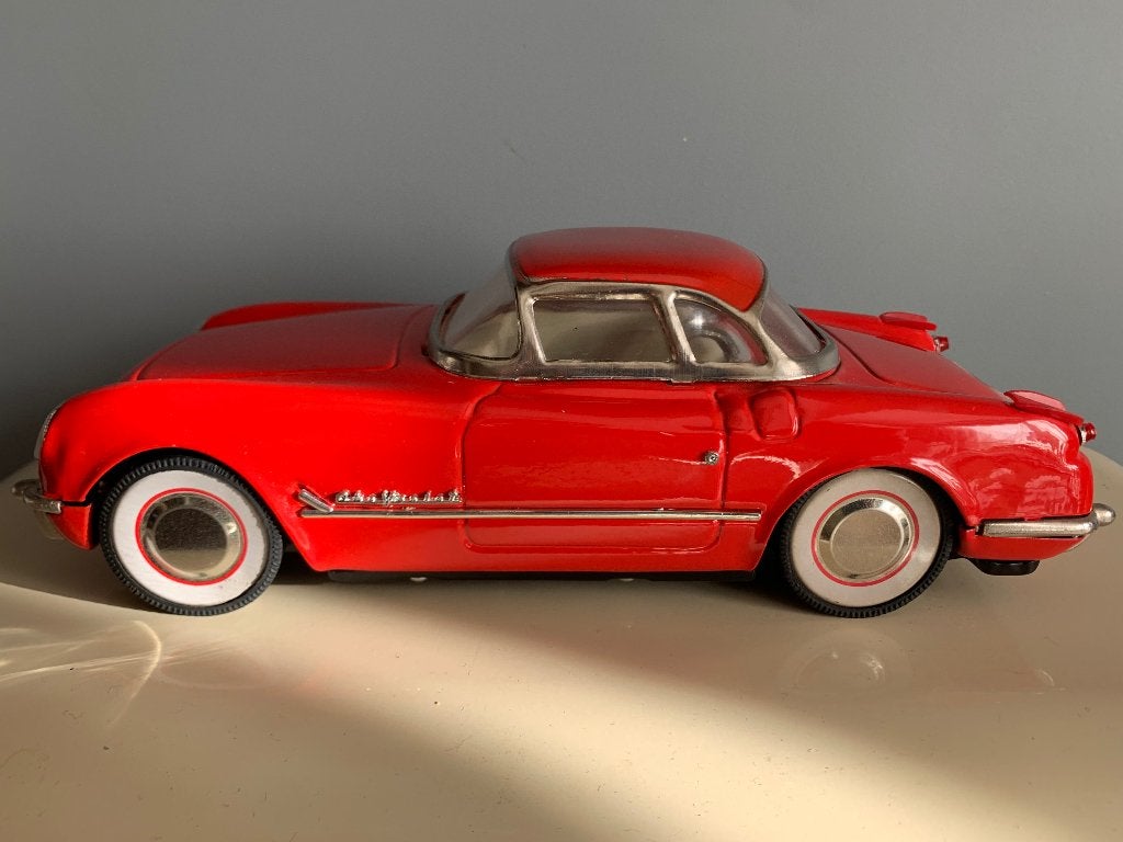 CHINA BLIKKEN CORVETTE C1 MET FRIKTIE-MOTOR, Ophalen, Zo goed als nieuw, Motor, Overige merken