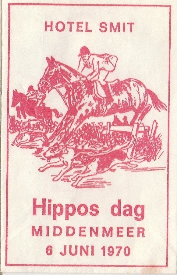 hotel Smit Middenmeer - Hippos dag 1970 slipjacht paard hond, Ophalen of Verzenden