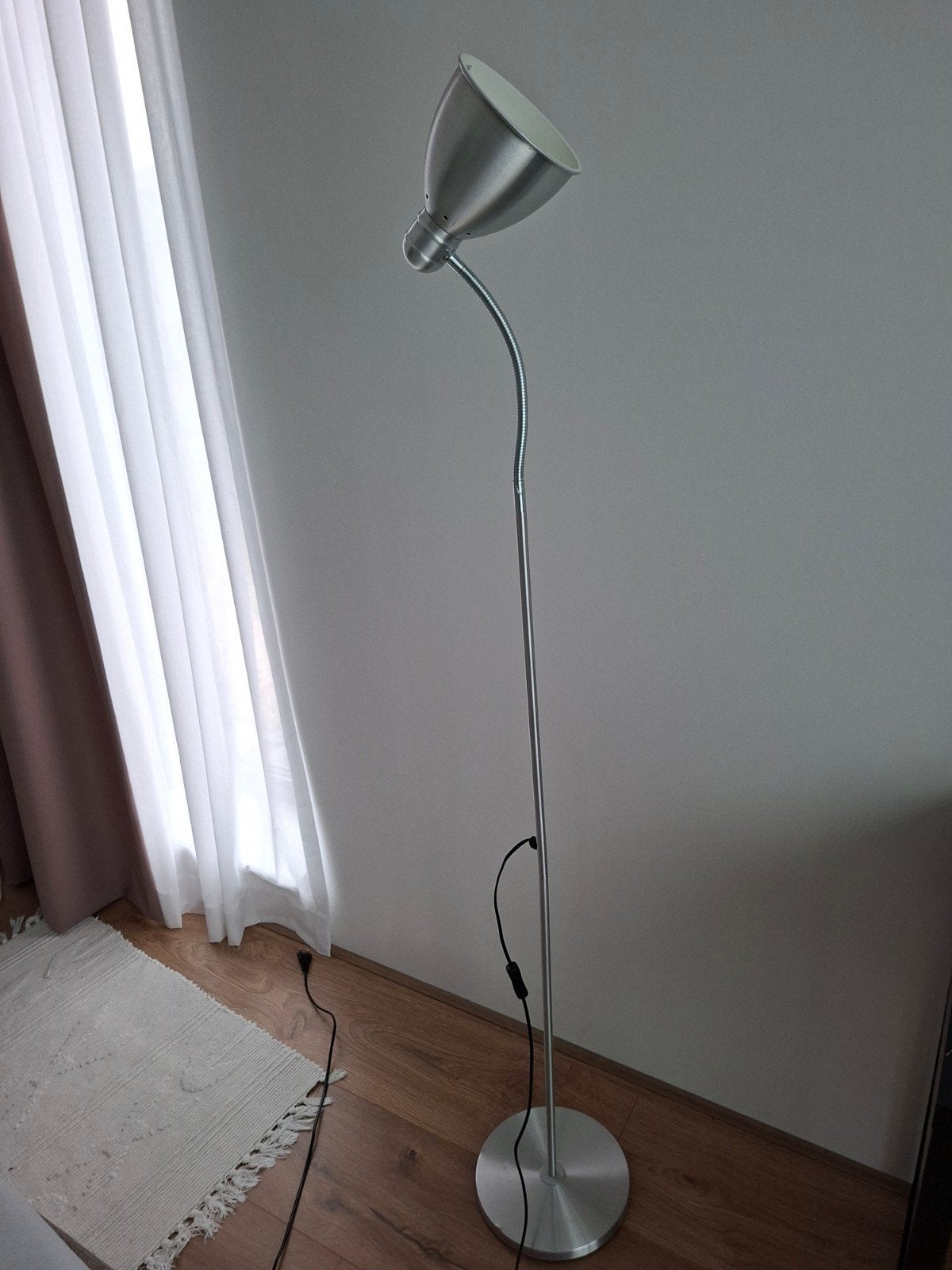 Staande lamp zilverkleurig vloerlamp, Ophalen, Gebruikt, Metaal, 150 tot 200 cm
