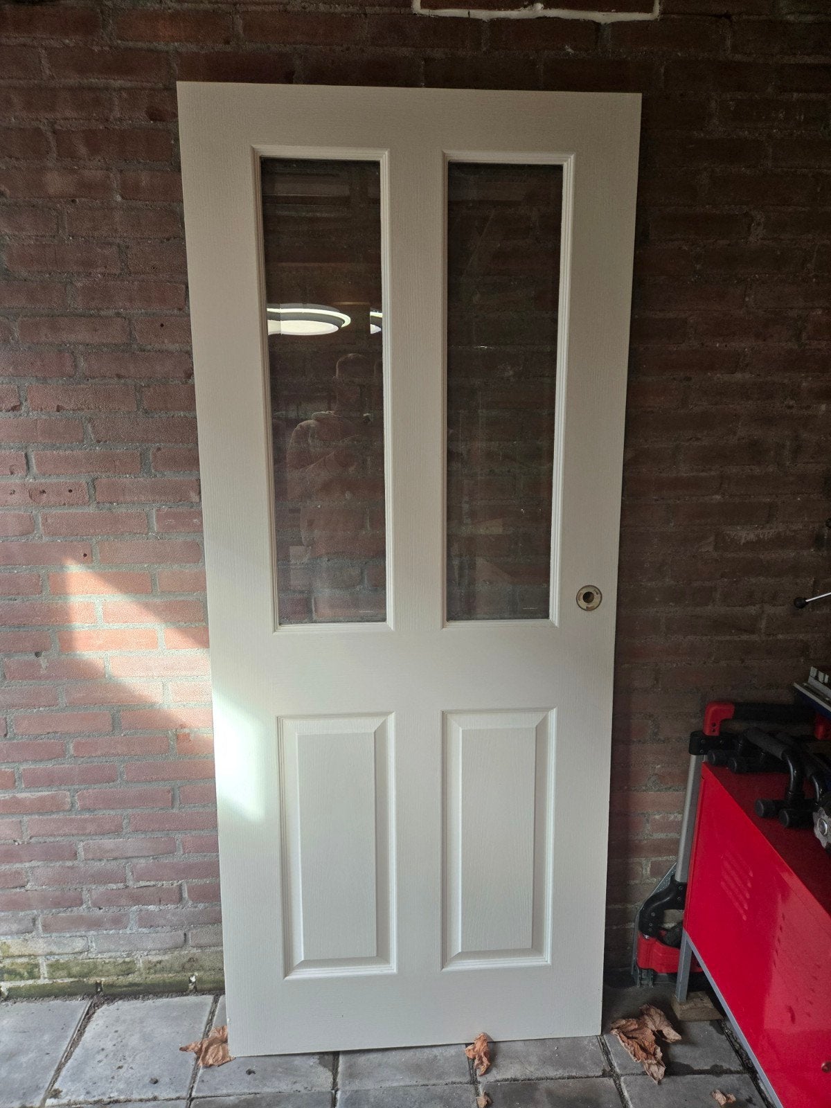Opdek binnendeur met glaspanelen., Ophalen, 80 tot 100 cm, Binnendeur, Zo goed als nieuw