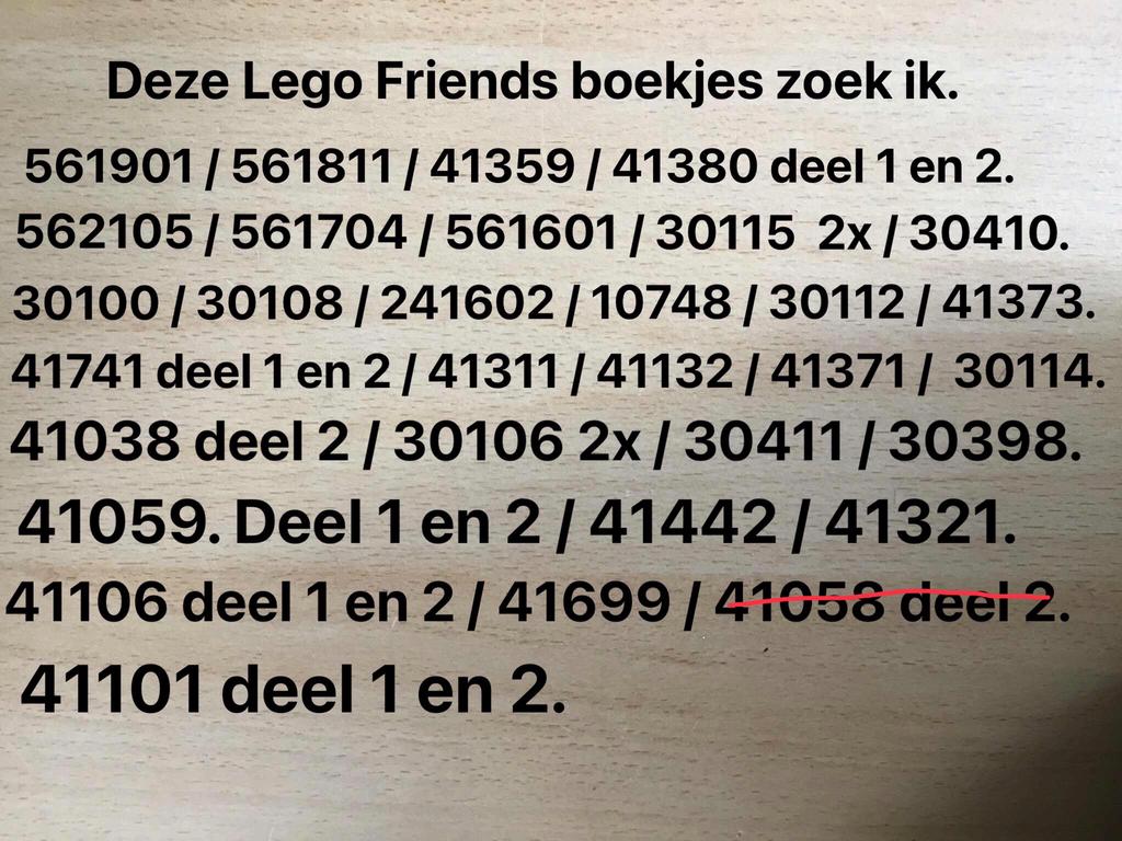 Gezocht instructie boekjes Friends,beschrijving meer info, Lego, Overige typen, Friends, Ophalen of Verzenden