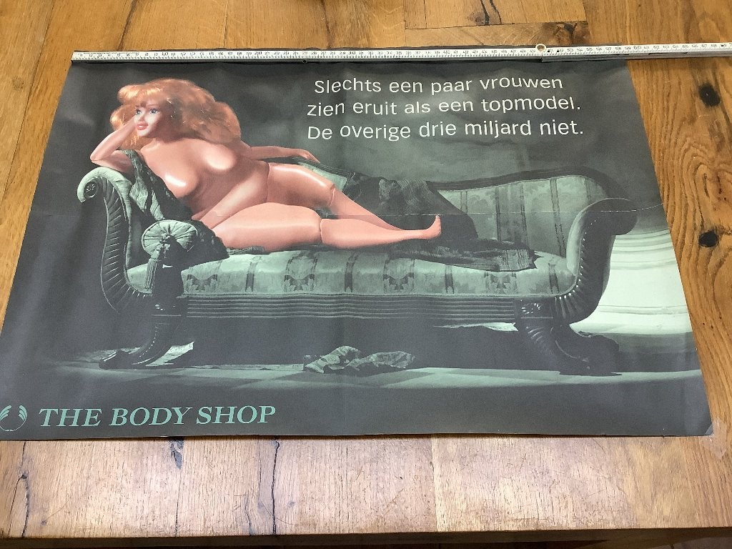 Vintage The Body Shop poster - 59 cm breed, Gebruikt, Rechthoekig Liggend, Ophalen of Verzenden, A1 t/m A3