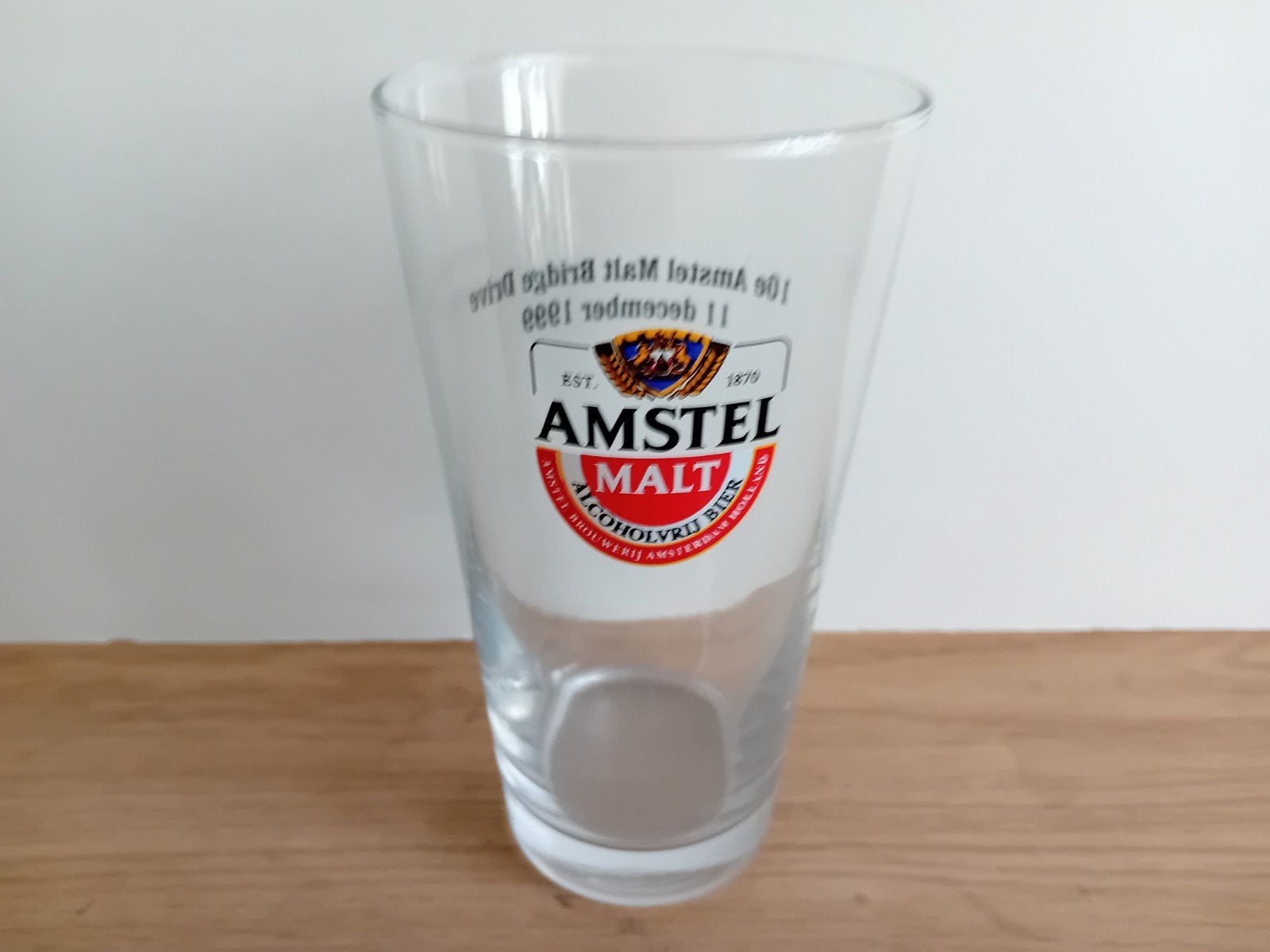 Amstel Malta glas met achteropdruk, Ophalen of Verzenden, Glas of Glazen, Amstel