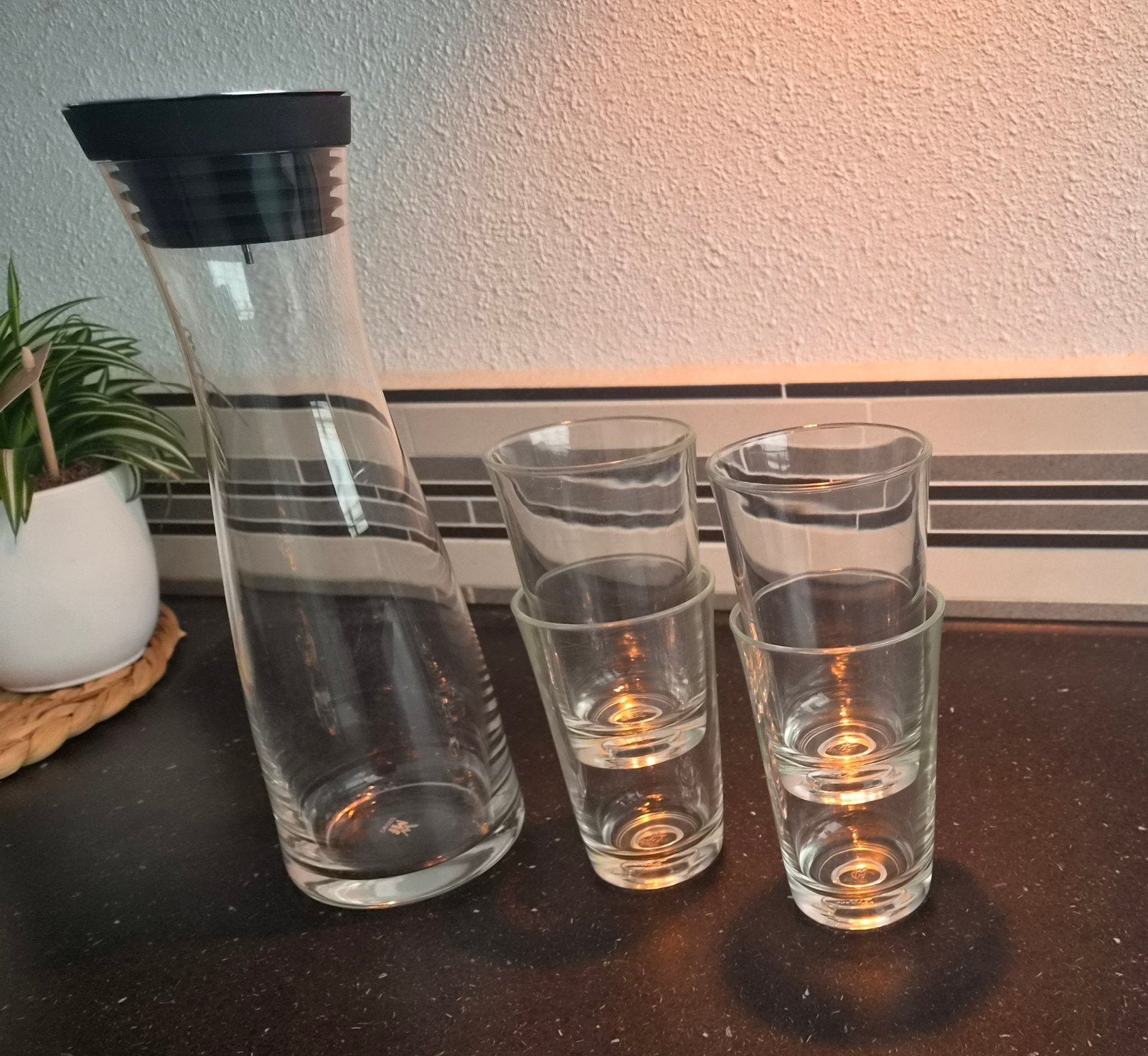 WMF glazen set 5-delig met karaf en 4 glazen, Ophalen, Glas of Glazen, Gebruikt, Overige merken