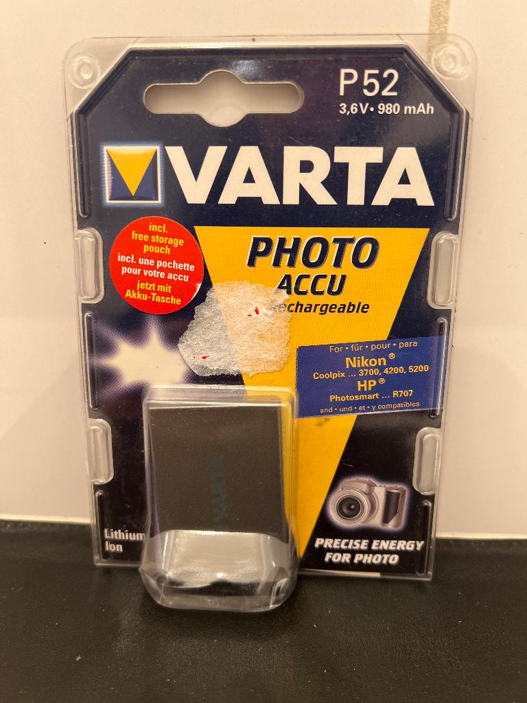 Varta Photo Accu P52 3.6V 980mAh Batterij Nikon HP, Audio, Tv en Foto, Fotografie | Accu's en Batterijen, Nieuw, Ophalen of Verzenden