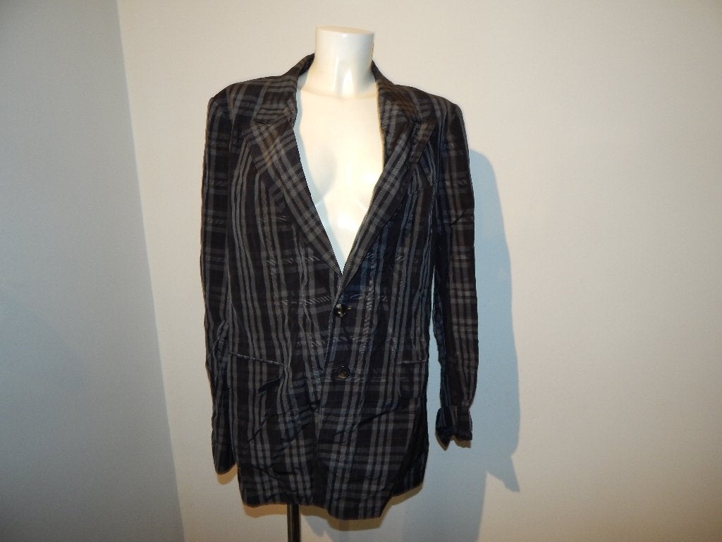 Dries van Noten blazer vintage ruiten print milde glans 52, Verzenden, Zwart, Zo goed als nieuw, Jasje