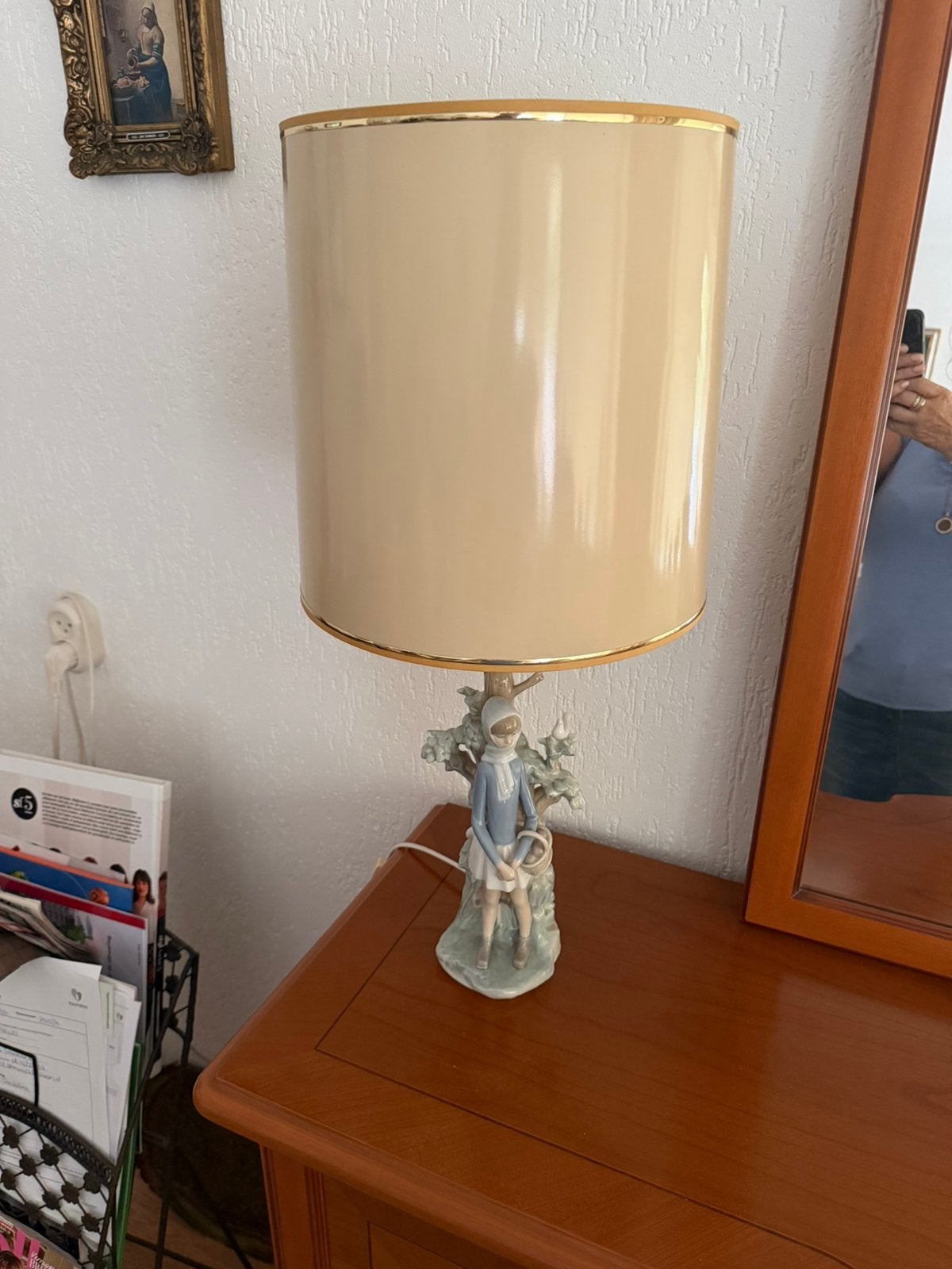 Lamp voet Lladro met mooie kap    Bieden!!, Ophalen, Zo goed als nieuw