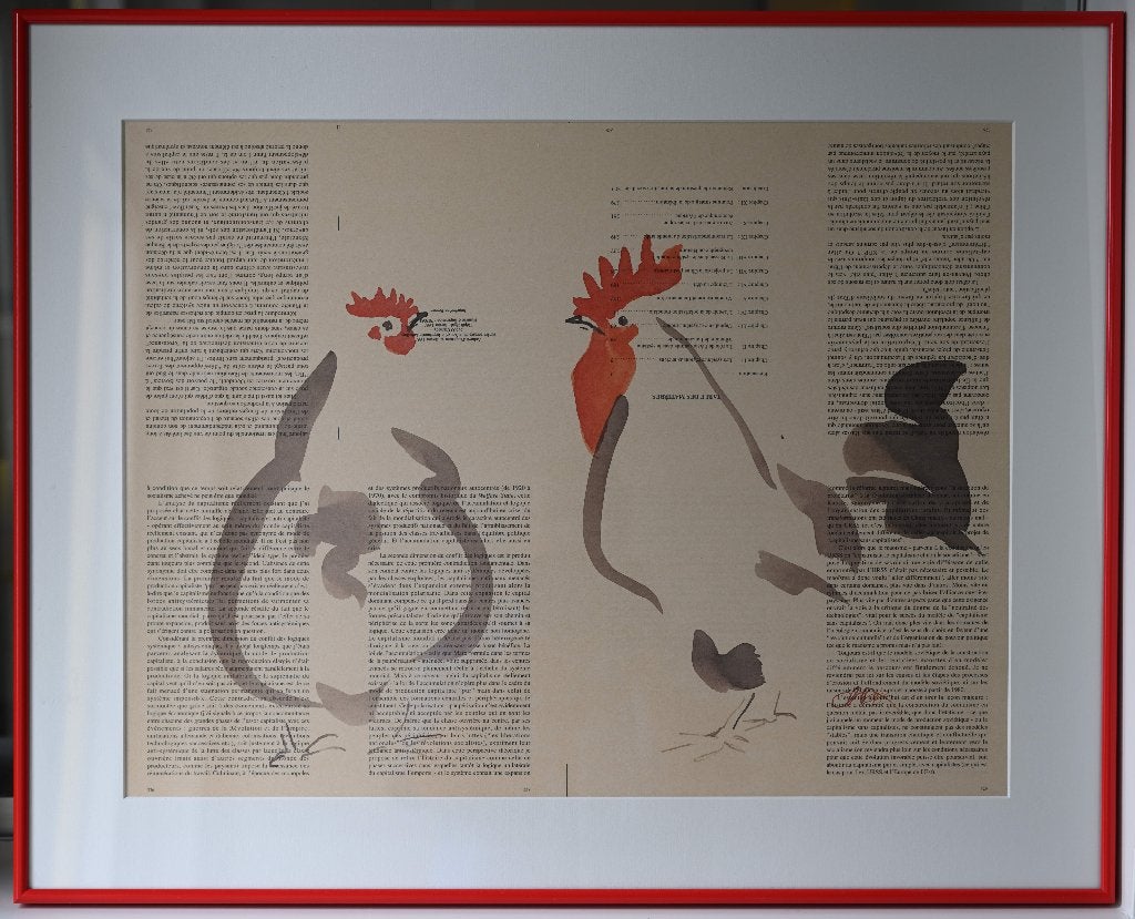 Haan en kip van Chantal Dunoyer, Ophalen, Gesigneerd, Expressionistisch, Dieren