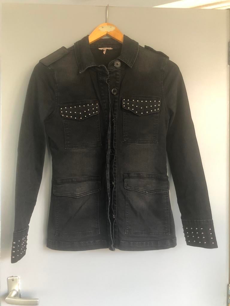 Spijkerjasje Esqualo met studs, Ophalen of Verzenden, Gedragen, Maat 34 (XS) of kleiner, Zwart