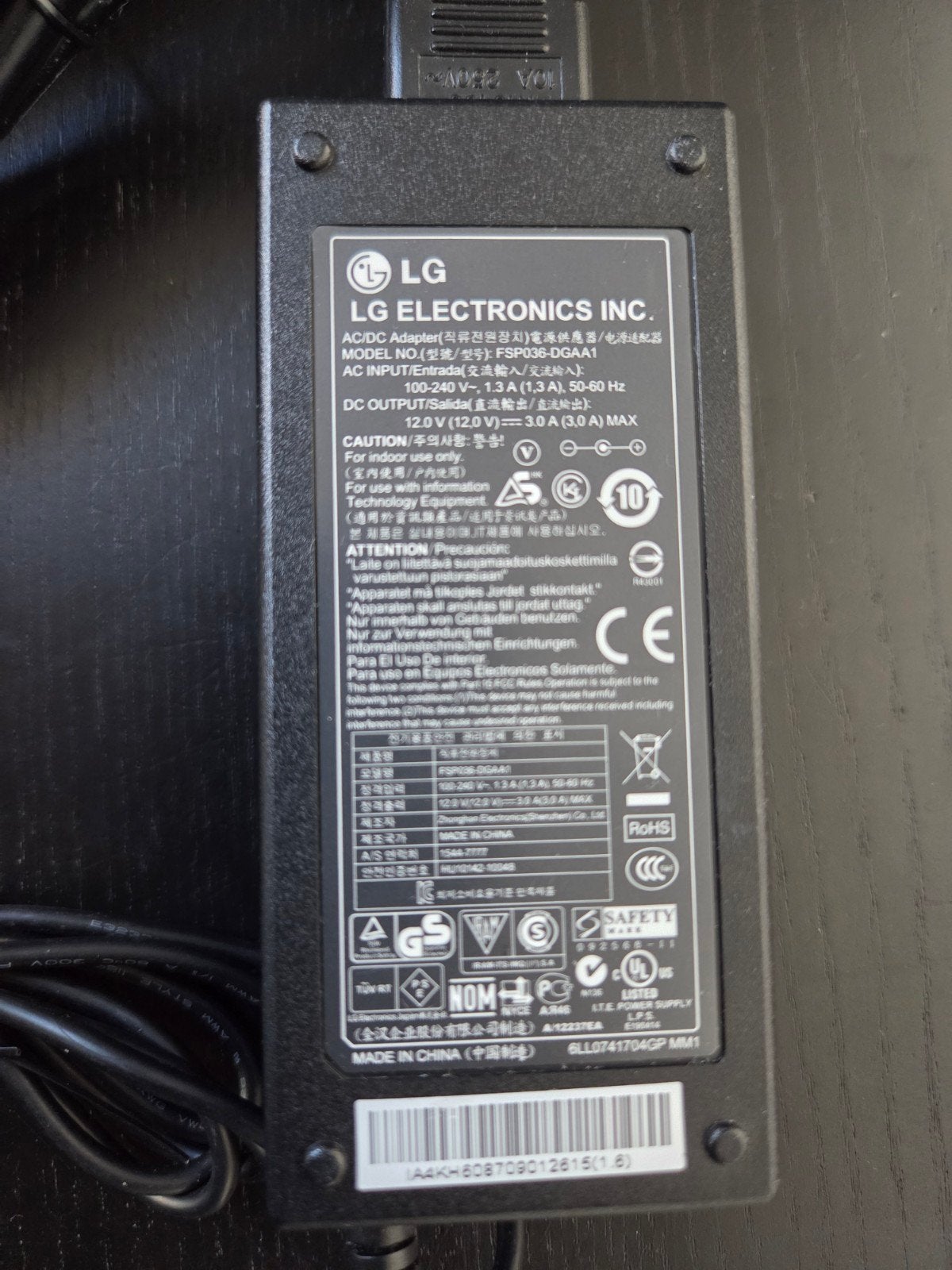Originele LG Adapter / Voeding 12V - 3A (Model: FSP036-DGAA1, Ophalen of Verzenden