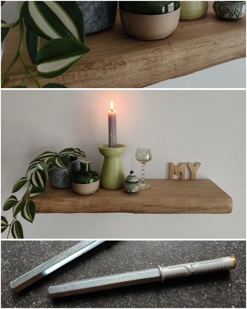 Zwevende massief eiken wandplank houten schap 50cm #281, Houtatelier M.Y., Info@myhoutatelier.nl, Nieuw, Ophalen of Verzenden