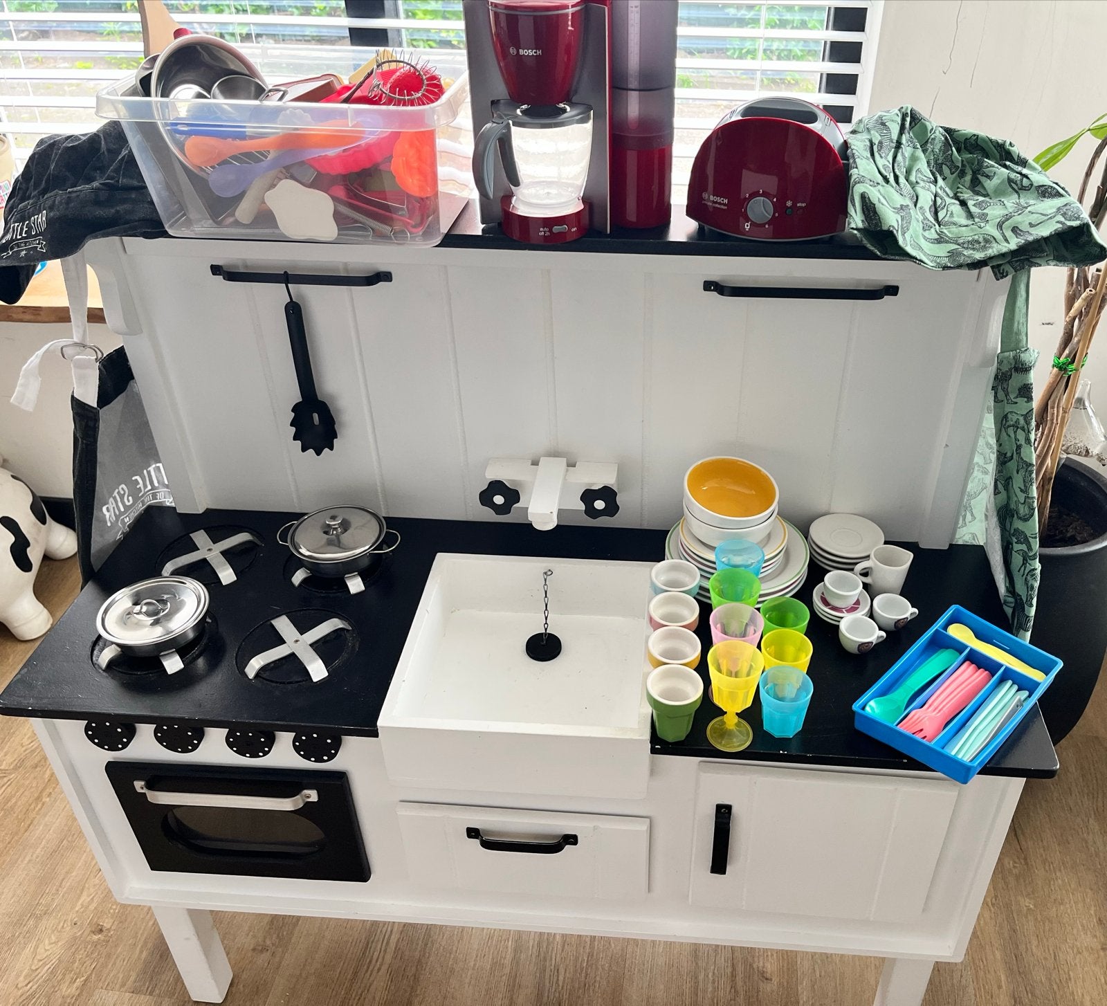 Grote speelkeuken met veel accessoires, Ophalen of Verzenden, Gebruikt, Hout, Speelkeuken