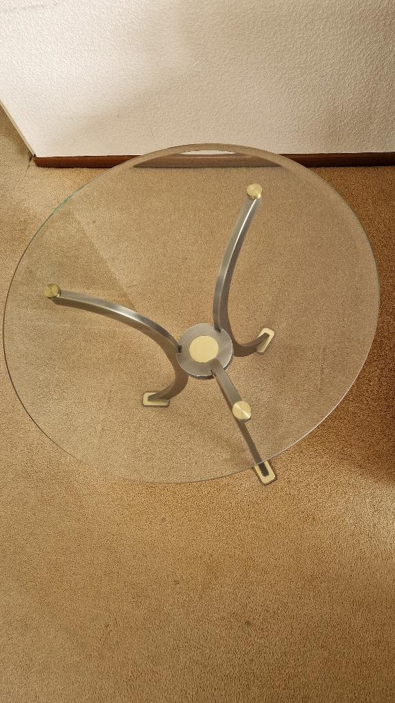 2 glazen bijzettafels - zo goed als nieuw, Ophalen, Minder dan 55 cm, Rond, 60 cm of meer