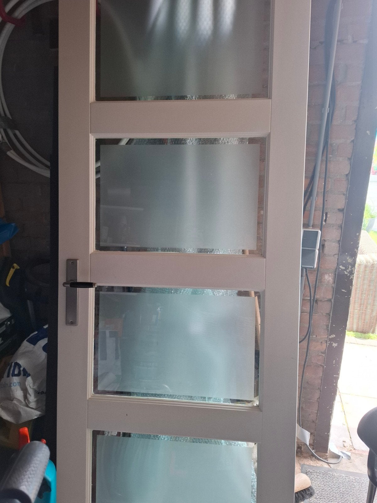 Binnendeur met matglas panelen, Doe-het-zelf en Verbouw, Deuren en Horren, Ophalen, Gebruikt, 80 tot 100 cm, Binnendeur