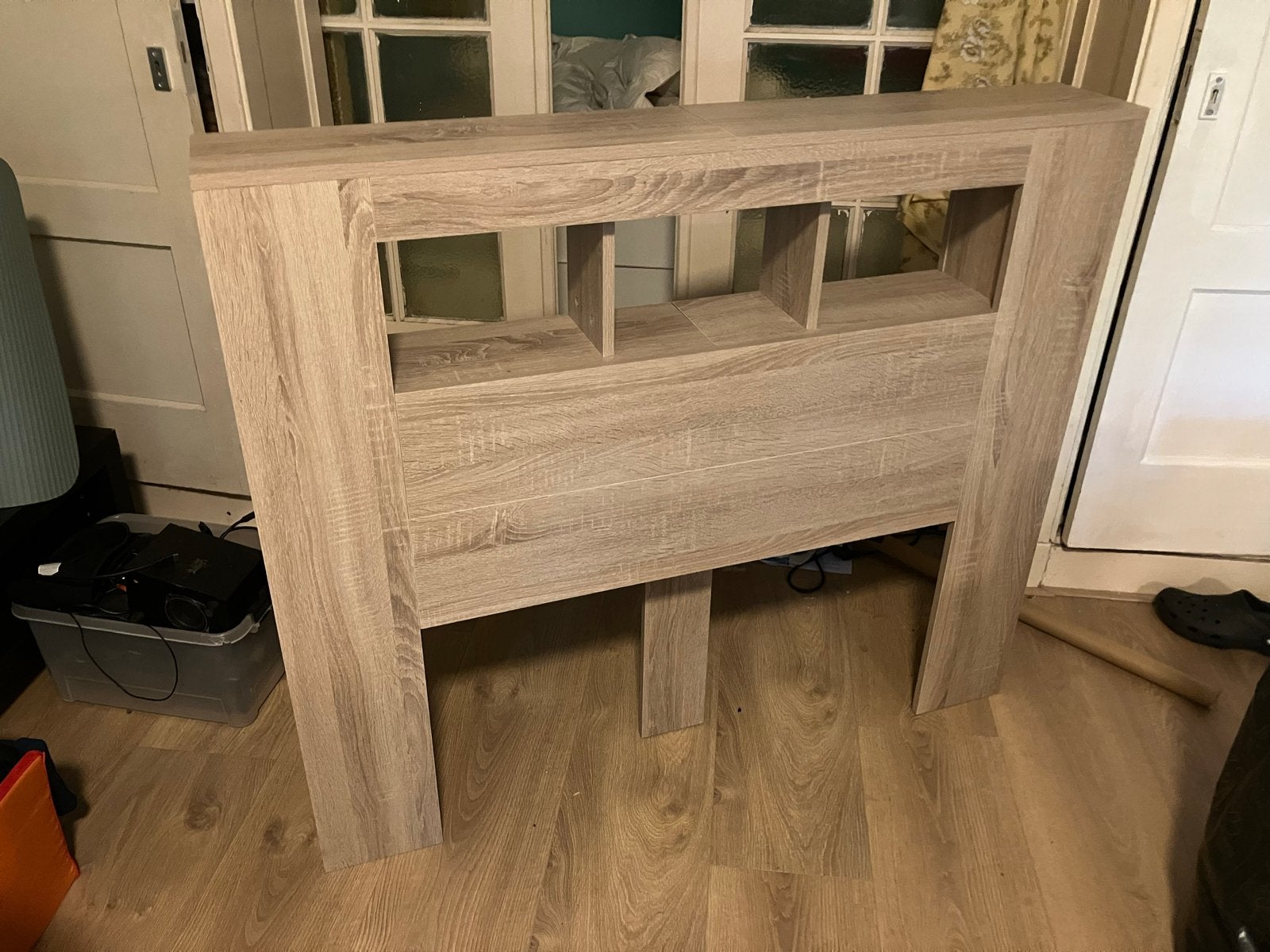 Houten hoofdbord met opbergruimte - 140 cm breed, Gebruikt, Overige kleuren, Tweepersoons, Overige maten