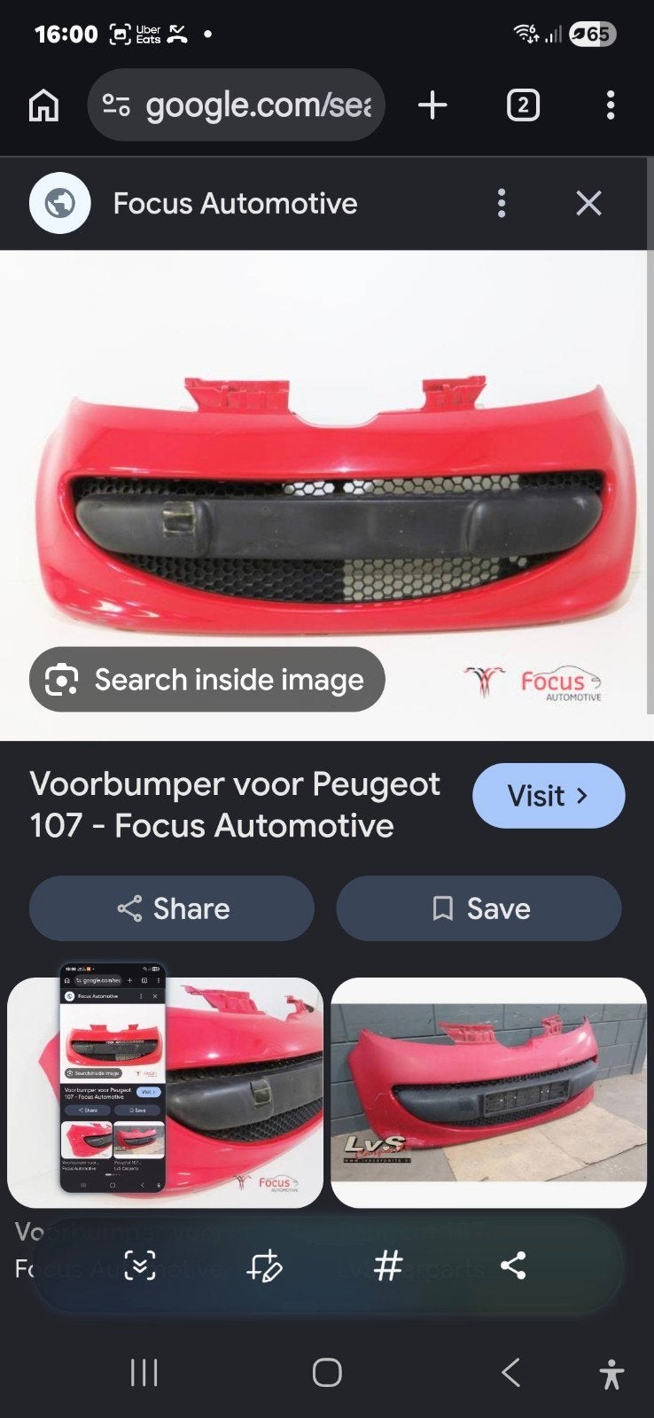 Achterbumper rood Peugeot 107 (2007-2011) in goede staat, Gebruikt, Ophalen of Verzenden, Achter, Bumper