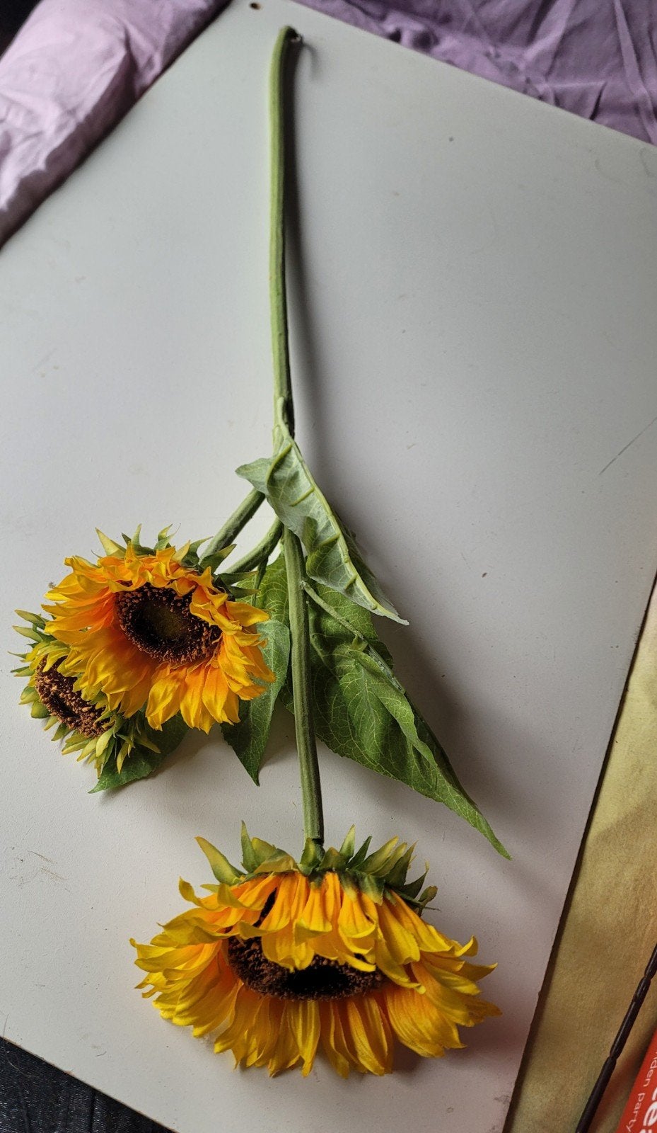 Kunst zonnebloem - 85 cm, Huis en Inrichting, Ophalen, Binnen, Kunstbloem, Textiel