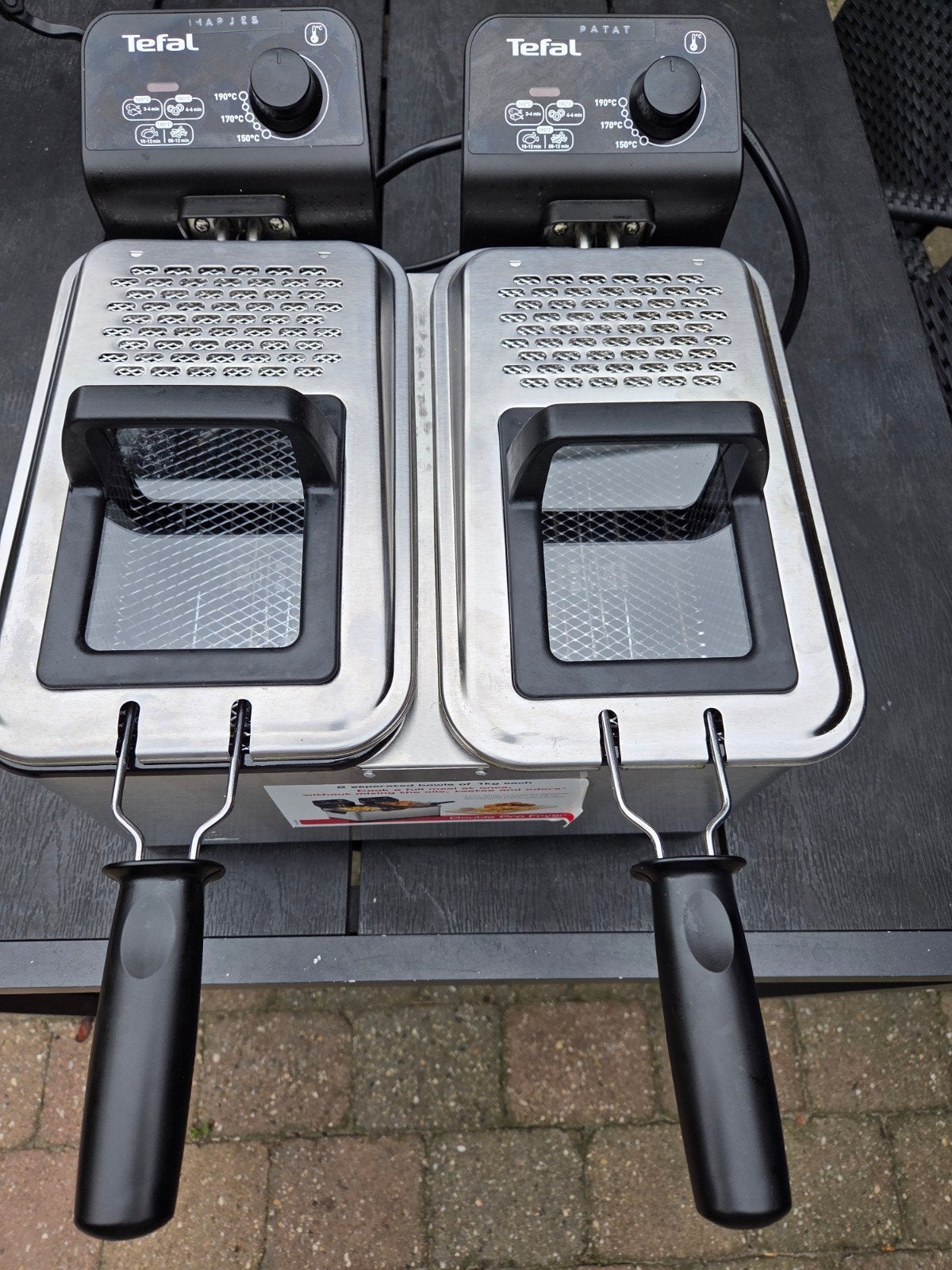 Tefal Double Pro Fryer - Duo-friteuse met 2x 1kg inhoud, 2 tot 3 liter, Ophalen, Zo goed als nieuw, Duo-friteuse