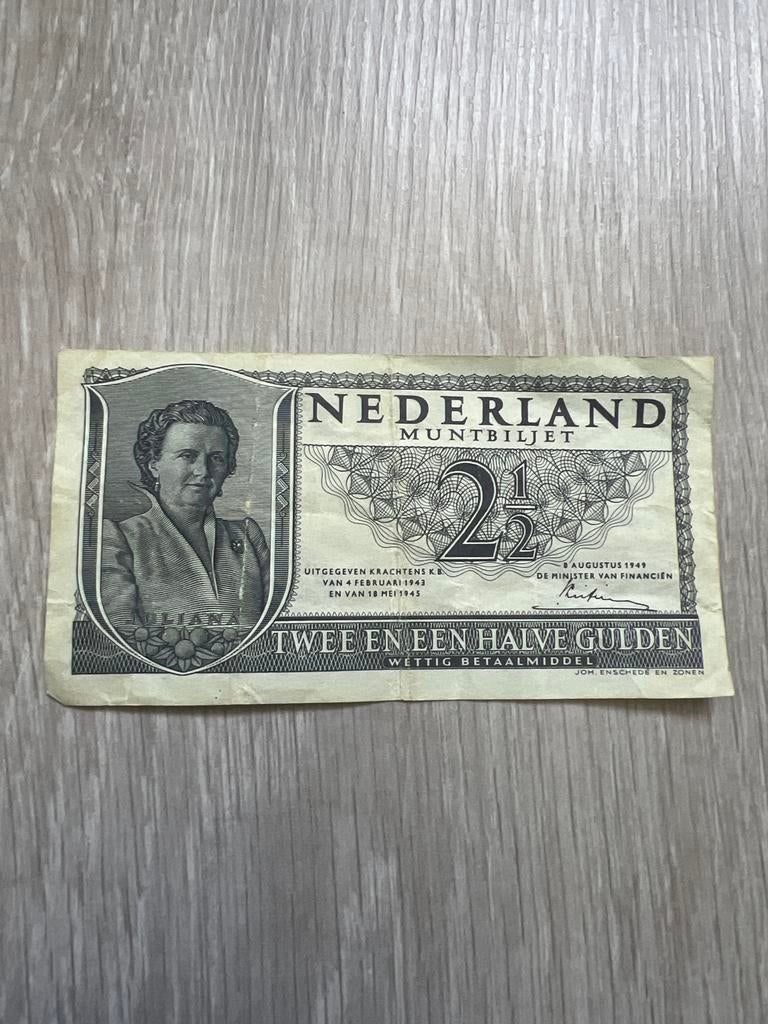 2½ Gulden Muntbiljet Wilhelmina 1949, Ophalen, 2½ gulden, Los biljet