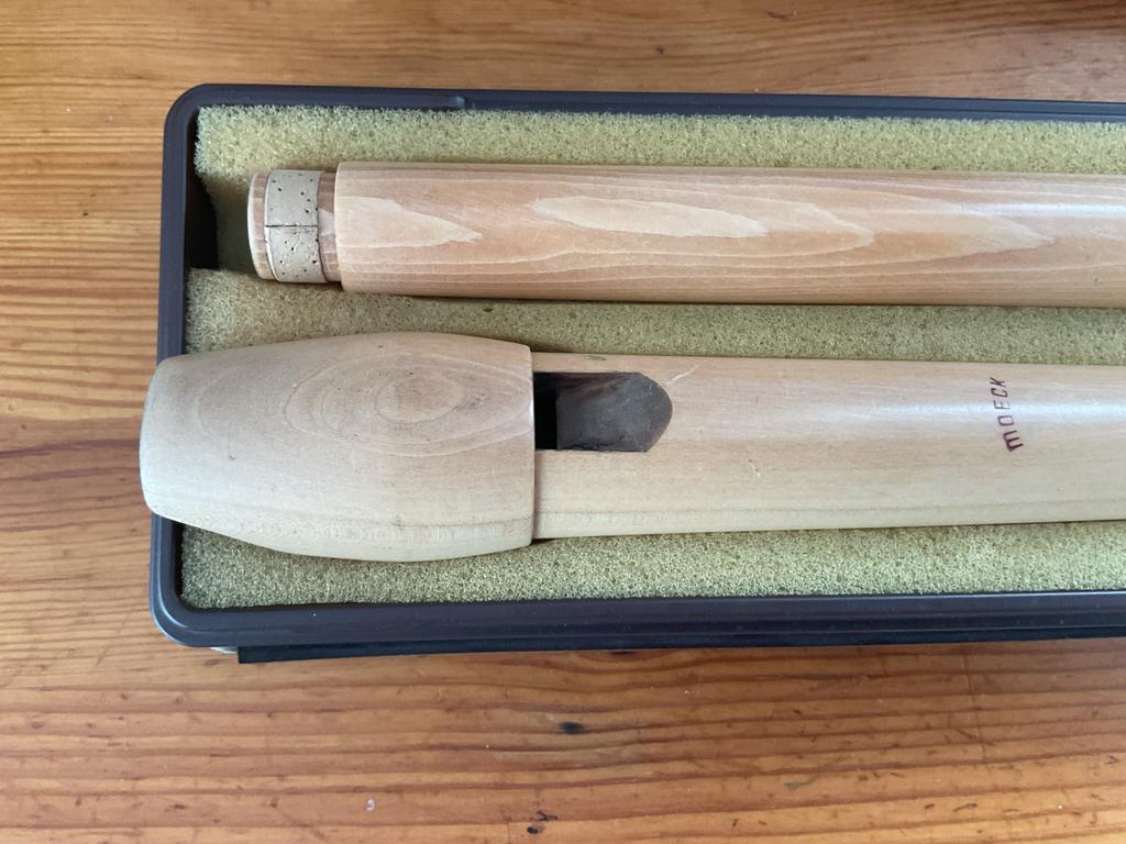 Moeck houten blokfluit 236 barock tuju fluit, Ophalen of Verzenden, Gebruikt, Overige typen, Met koffer, hoes of etui