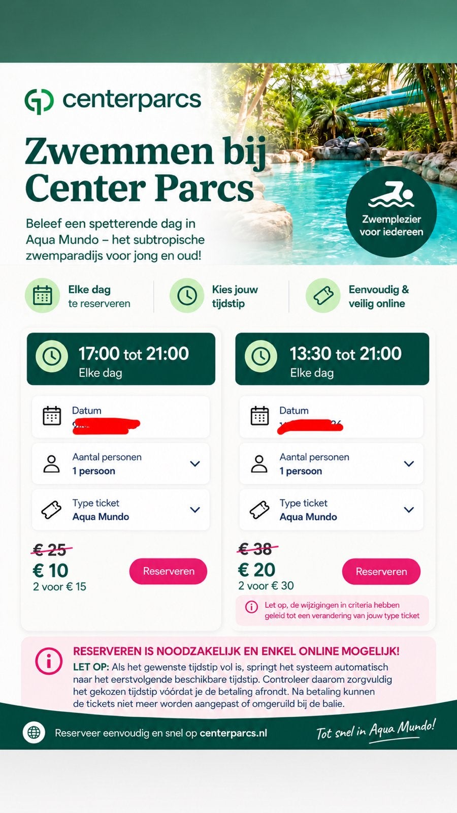 Lekker dagje uit zwemmen, Tickets en Kaartjes, Drie personen of meer, Overige soorten