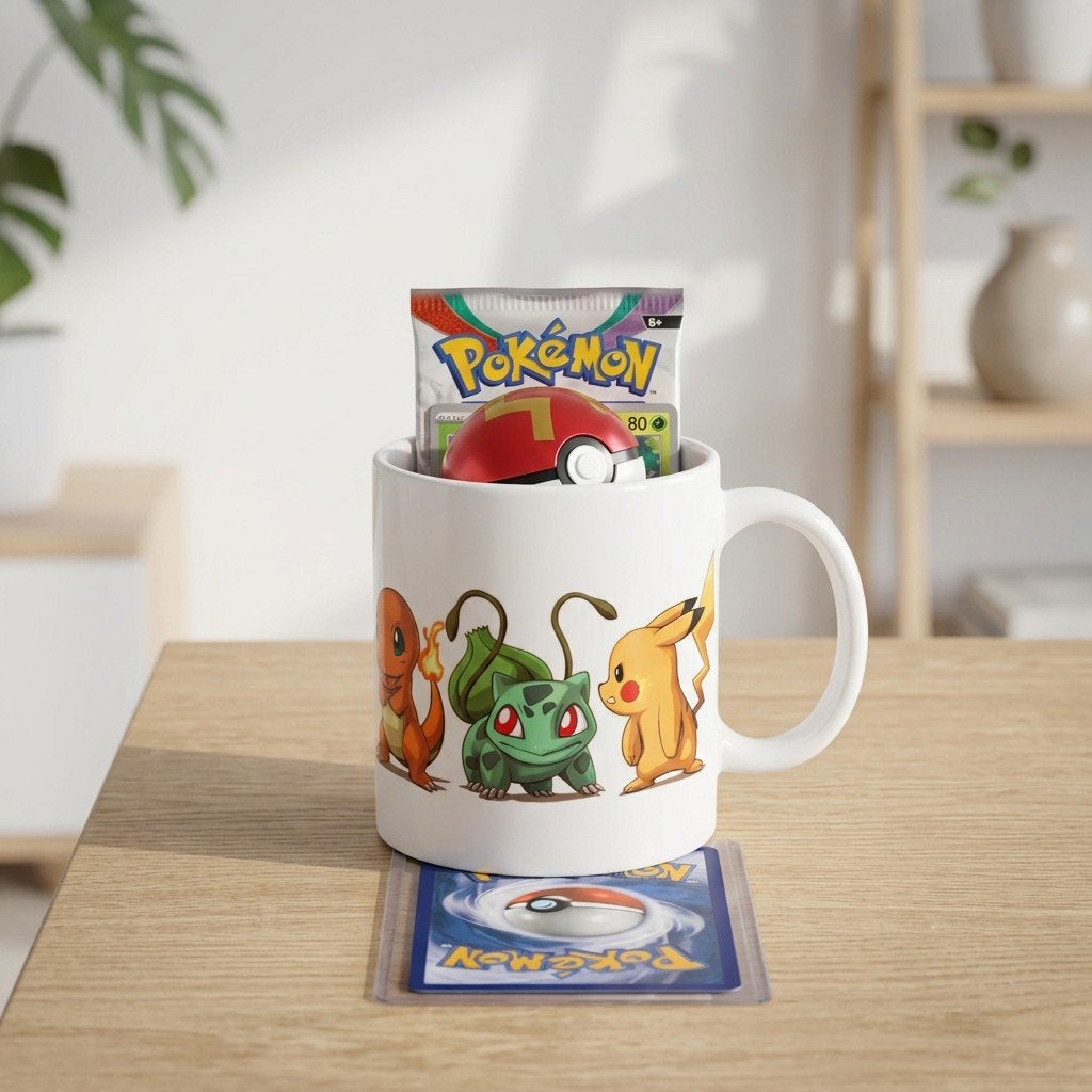 Pokémon Cadeauset: Mok, Booster, Pokébal & Kaart, Ophalen of Verzenden, Nieuw, Overige typen, Foil