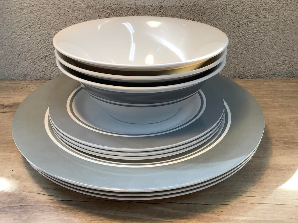 Grijs plastic Melamine camping servies borden en schaaltjes, Ophalen of Verzenden