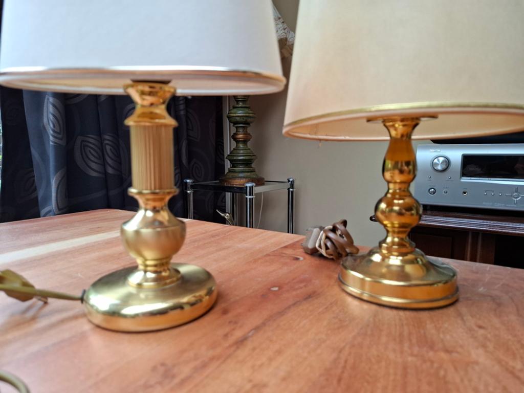 2 goudkleurige Herda tafellampen, Ophalen of Verzenden
