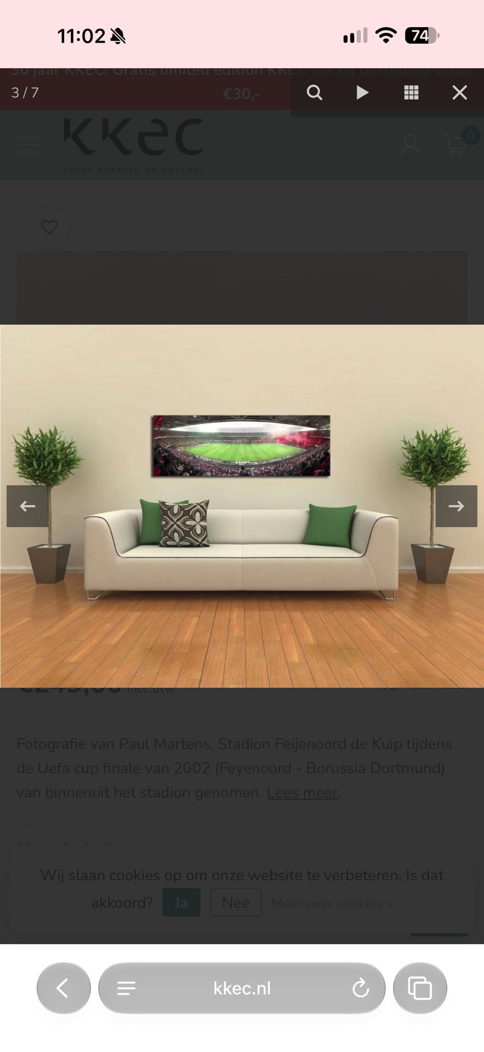 Stadion Feijenoord UEFA Cup Finale 2002 Metaal & Glas, Ophalen, 50 – 75, 125 cm of meer, Zo goed als nieuw