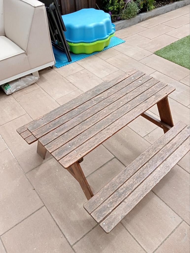 Houten kinderpicknicktafel - Ideaal voor buiten, Gebruikt, Rechthoekig, Hout, Ophalen