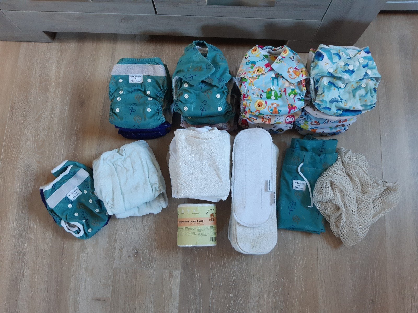 Grote set wasbare luiers met accessoires, Ophalen of Verzenden, Gebruikt