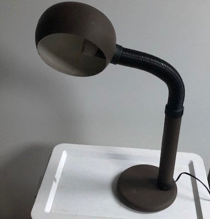 Vintage Bruine Bureaulamp met Flexibele Arm, Huis en Inrichting, Bureaulamp, Overige merken, Vintage, 40 cm